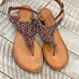 Naughty‎ Monkey Women's Beaded Thong Sandals Multicolor Size 9.5